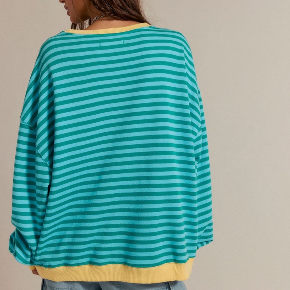 Free People We The Free | Classic Striped Oversized Crewneck | XS - Picture 4 of 16